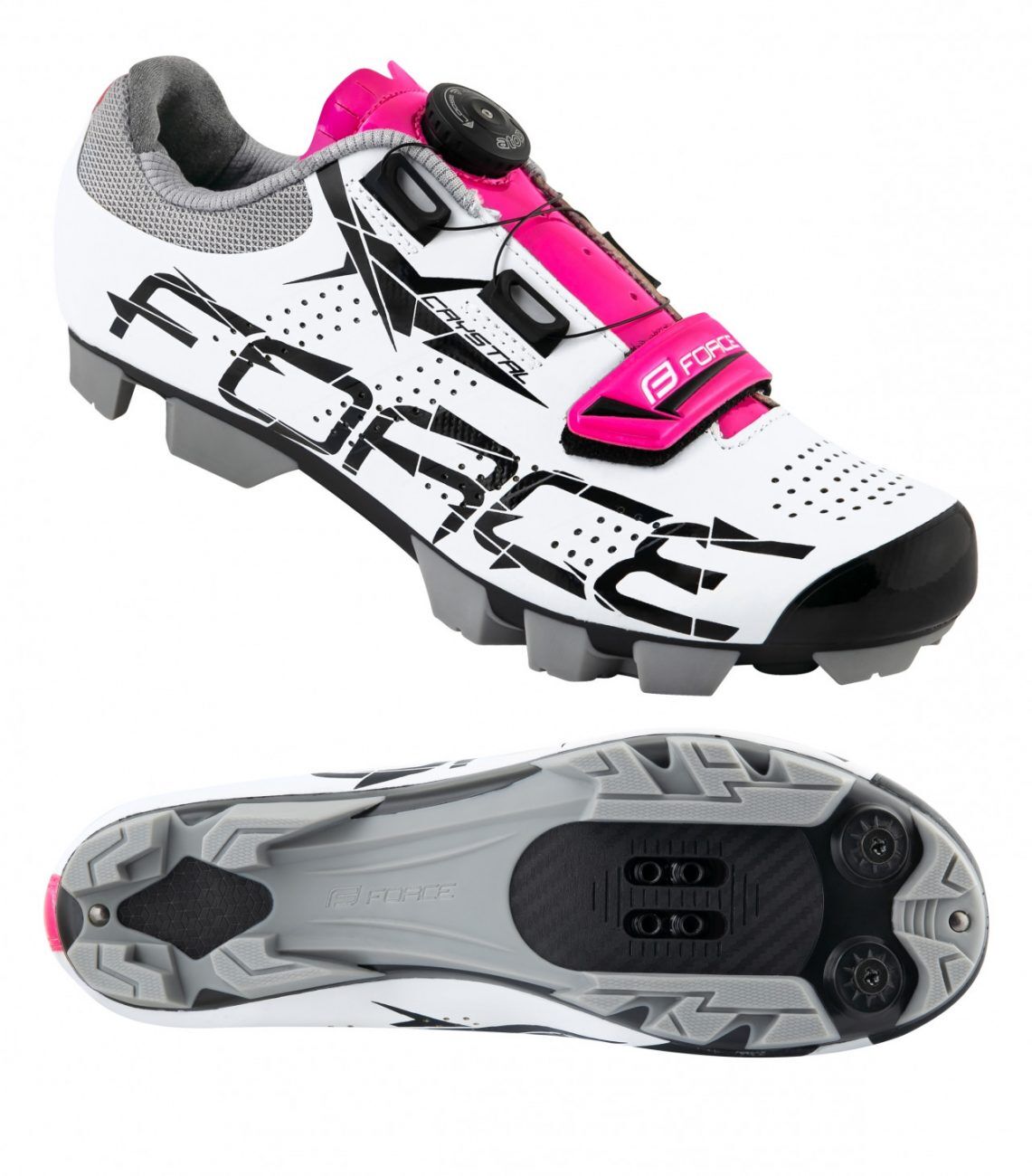 FORCE tretry dámske MTB CRYSTAL, bielo-ružové vel.37