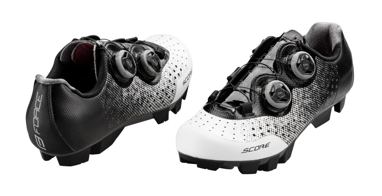 FORCE tretry MTB SCORE, bielo-čierne vel. 45